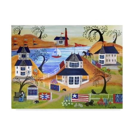 Trademark Fine Art Americana Seaside Quilts Under Willow Trees by Cheryl Bartley, 14x19-Inch Fine Art, Multicolor